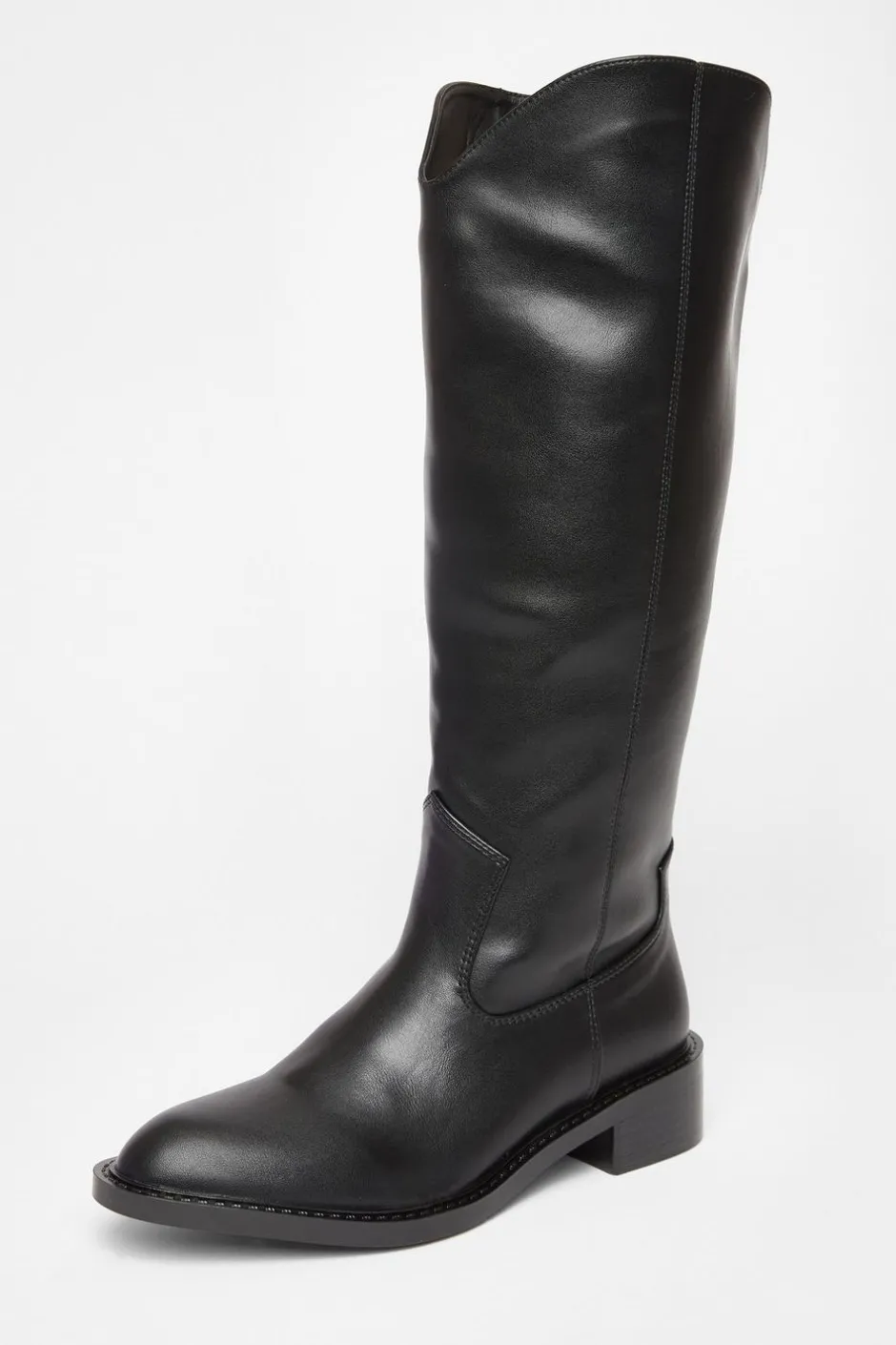 Quiz Black Faux Leather Riding Boots