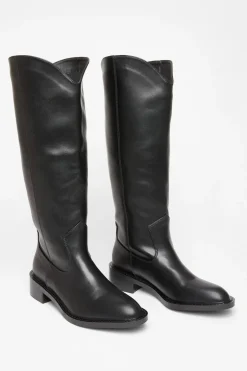 Quiz Black Faux Leather Riding Boots