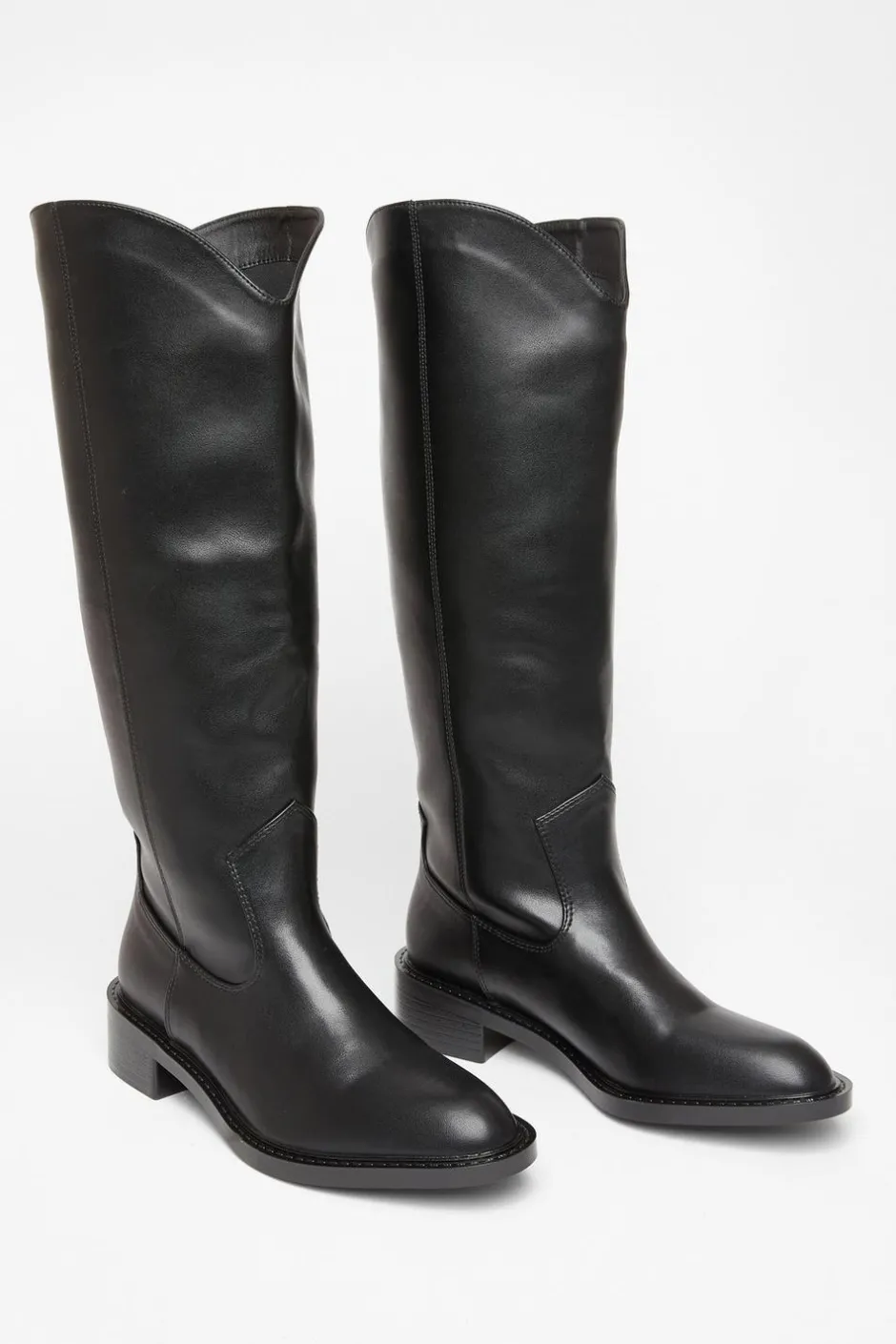 Quiz Black Faux Leather Riding Boots