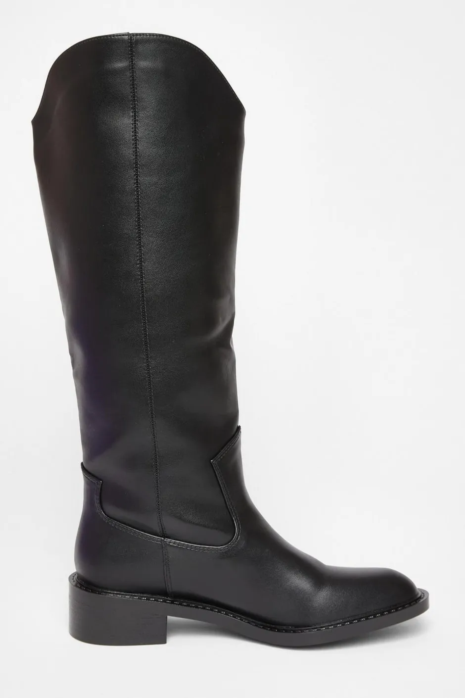 Quiz Black Faux Leather Riding Boots