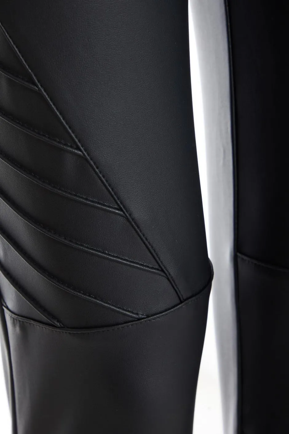 Quiz Faux Leather Seam Leggings Black New