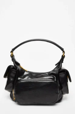 Quiz Faux Leather Shoulder Bag Black Best