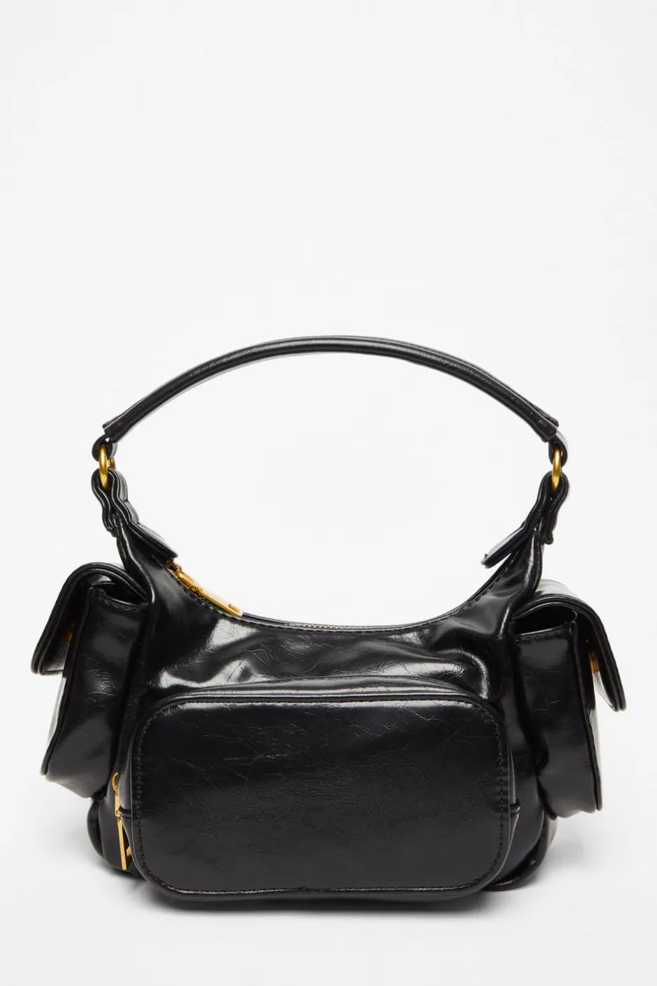 Quiz Faux Leather Shoulder Bag Black Best