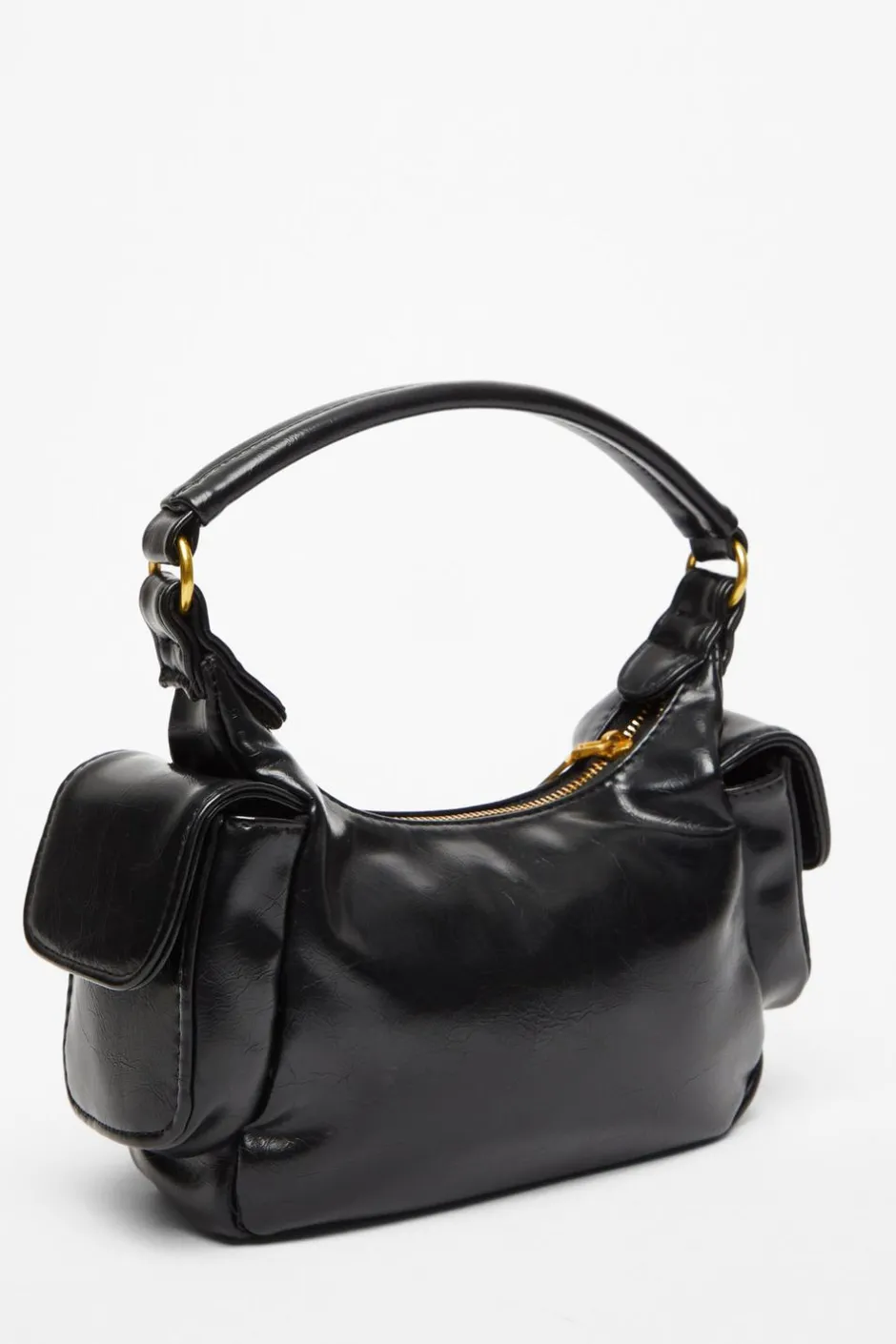 Quiz Faux Leather Shoulder Bag Black Best