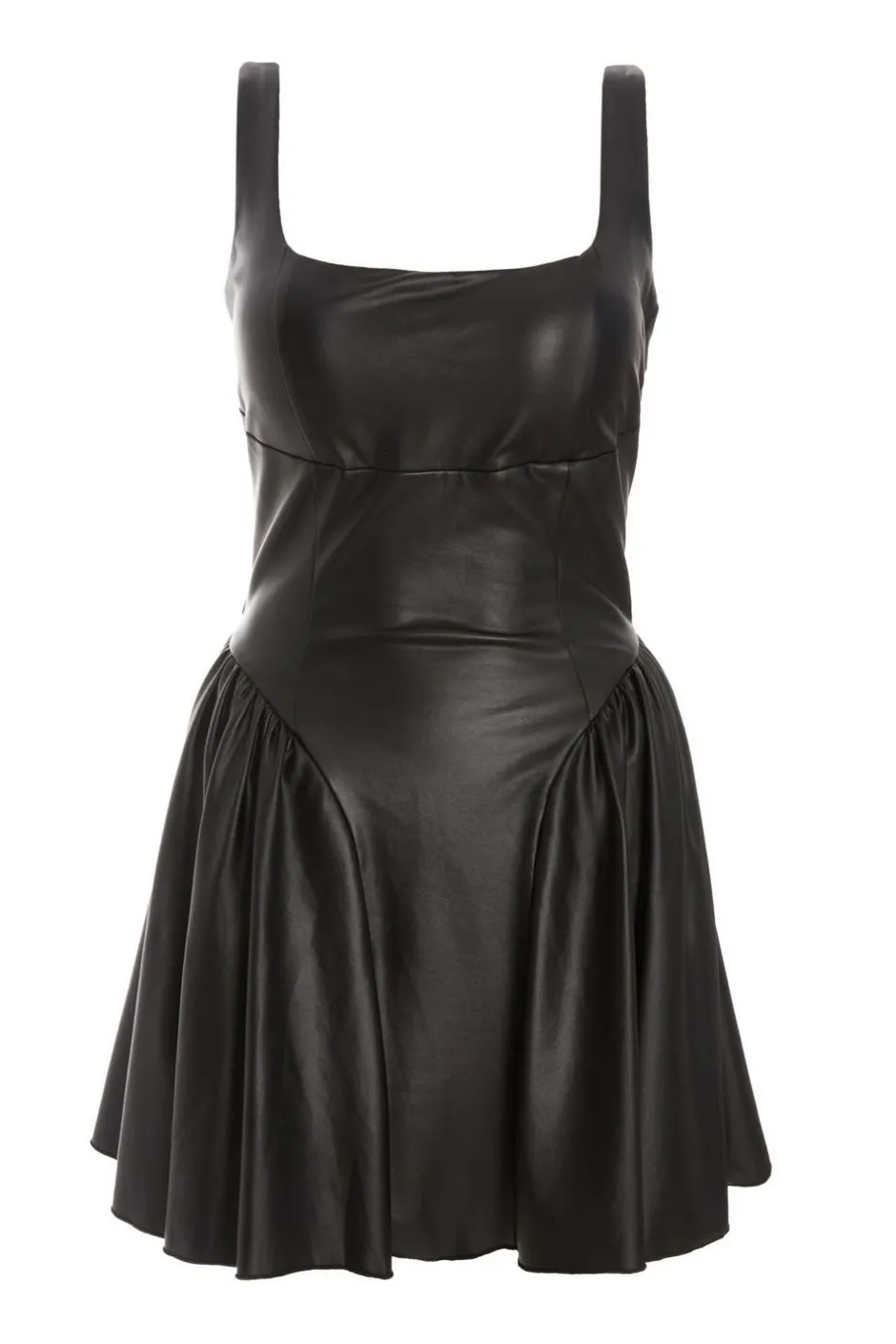 Quiz Black Faux Leather Skater Dress Online