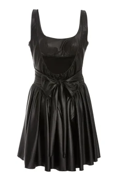 Quiz Black Faux Leather Skater Dress Online