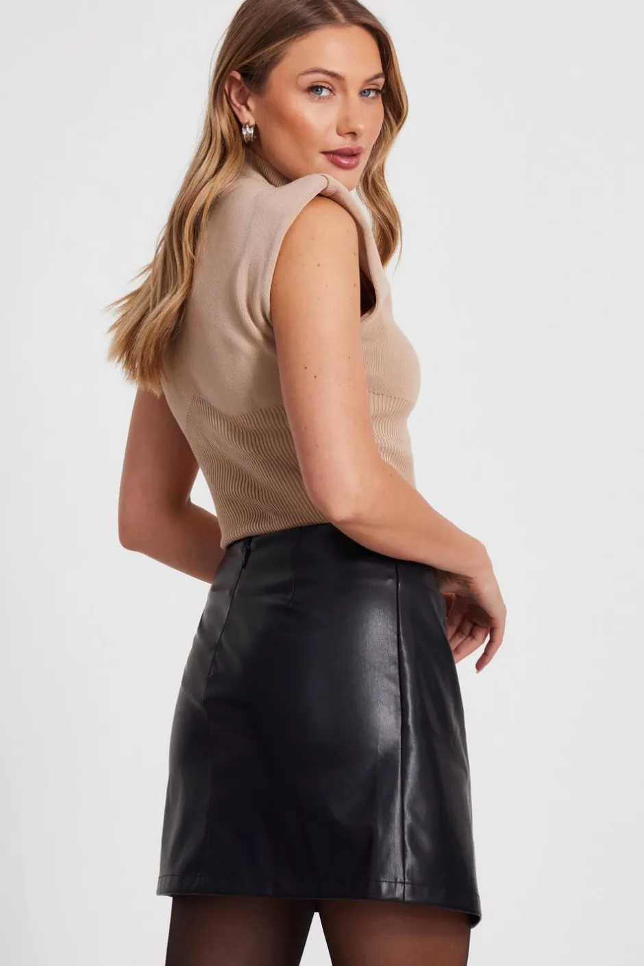 Quiz Black Faux Leather Skirt Discount