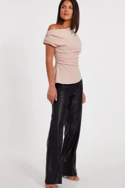 Quiz Black Faux Leather Trousers New
