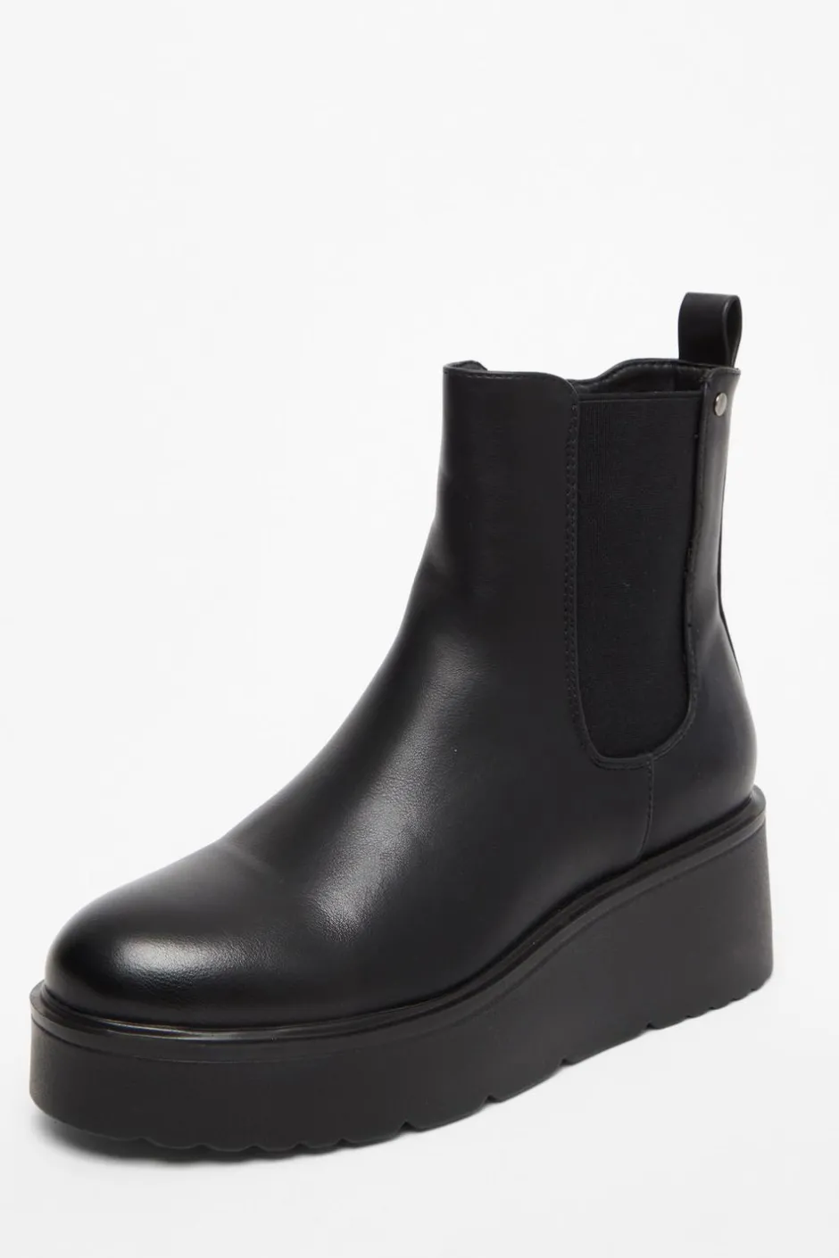 Quiz Black Faux Leather Wedged Ankle Boots Clearance