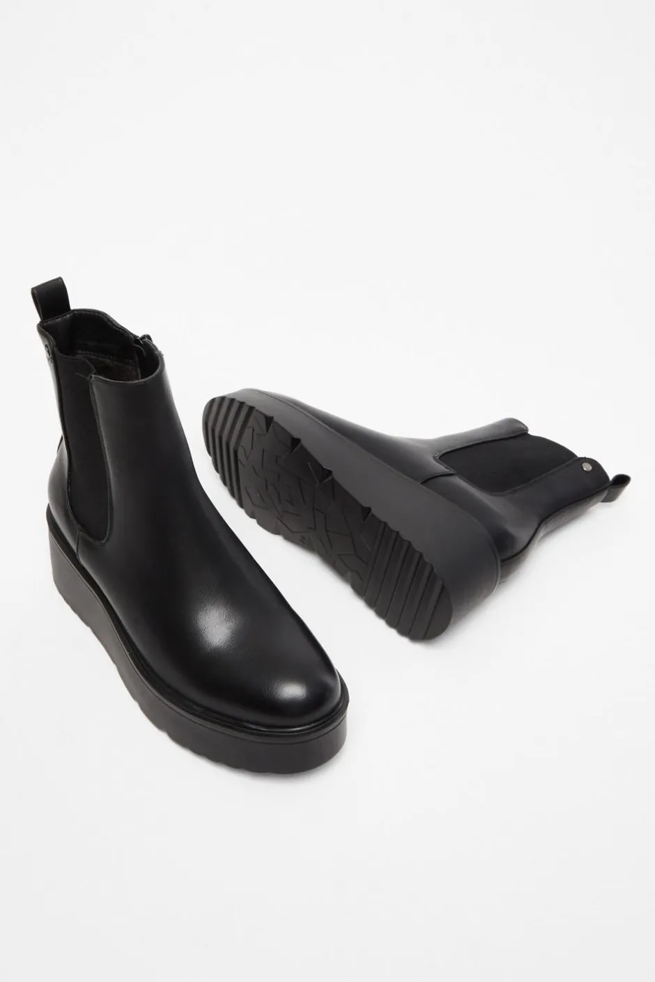 Quiz Black Faux Leather Wedged Ankle Boots Clearance