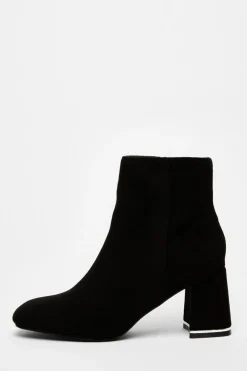 Quiz Black Faux Suede Ankle Boot Hot