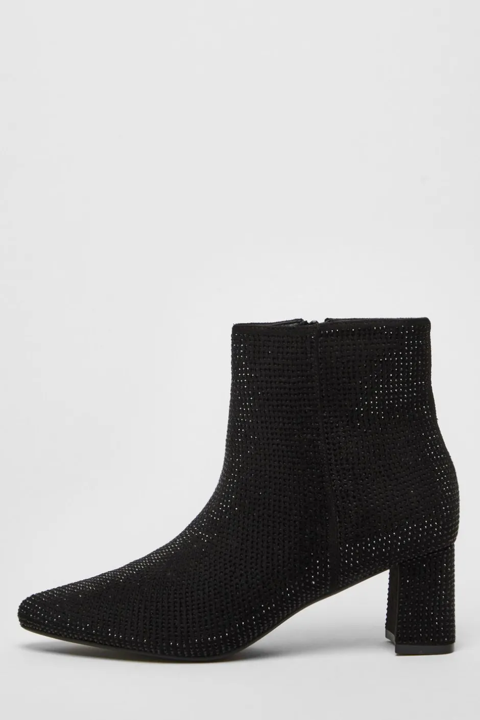 Quiz Black Faux Suede Diamante Ankle Boot Online