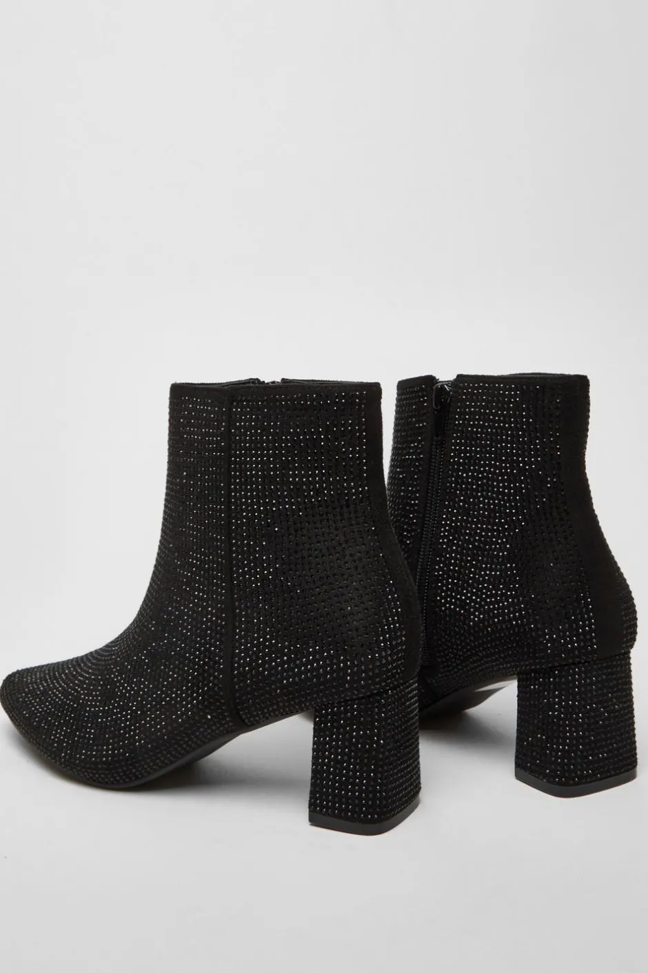 Quiz Black Faux Suede Diamante Ankle Boot Online
