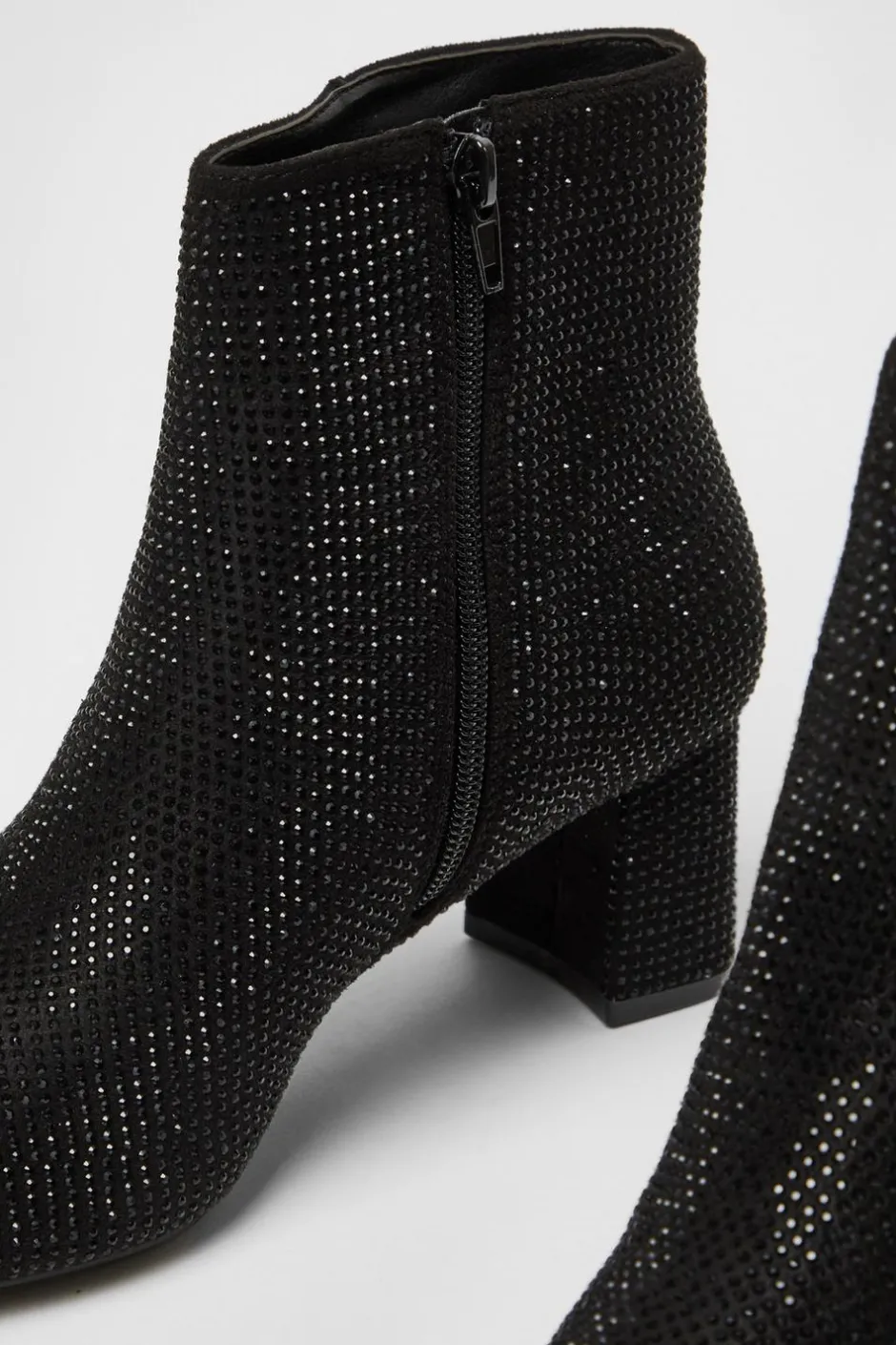Quiz Black Faux Suede Diamante Ankle Boot Online