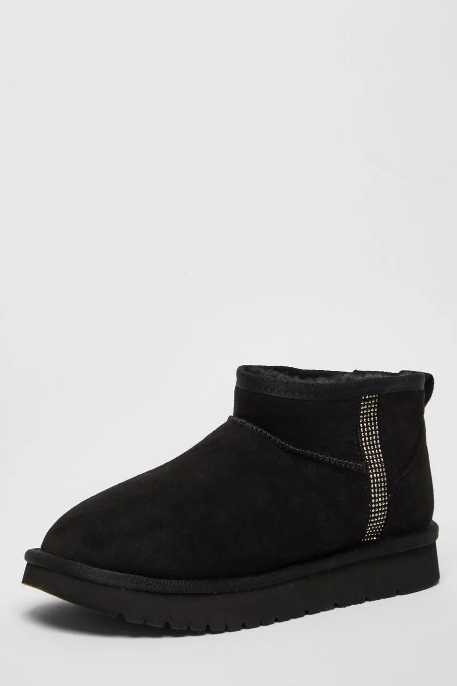 Quiz Faux Suede Diamante Ankle Boots Black Sale