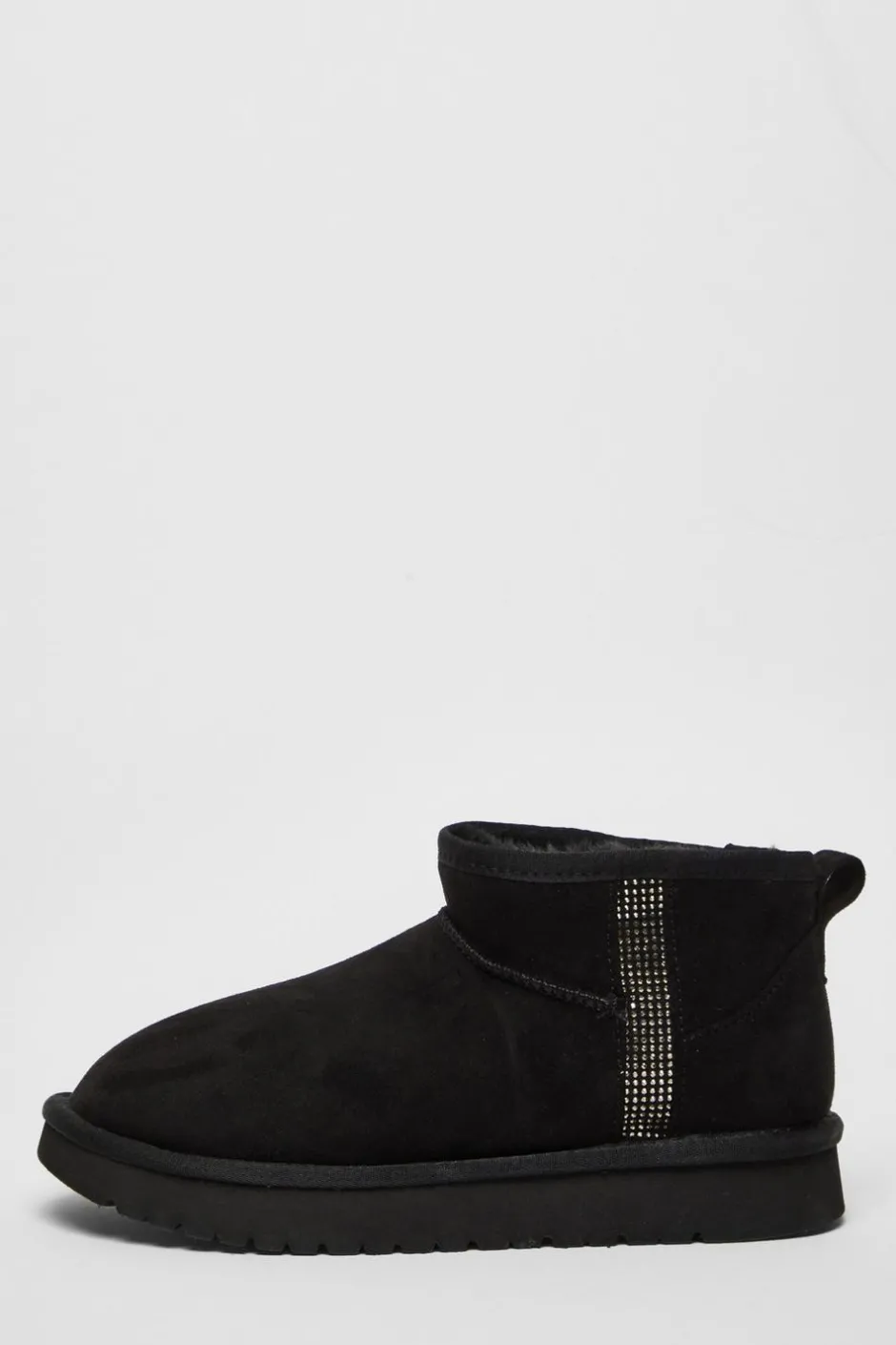 Quiz Faux Suede Diamante Ankle Boots Black Sale