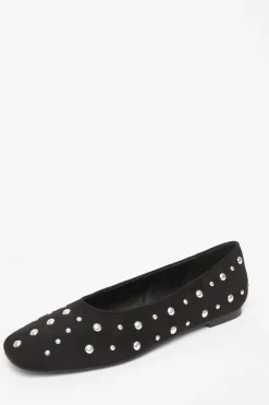 Quiz Faux Suede Diamante Pumps Black Clearance