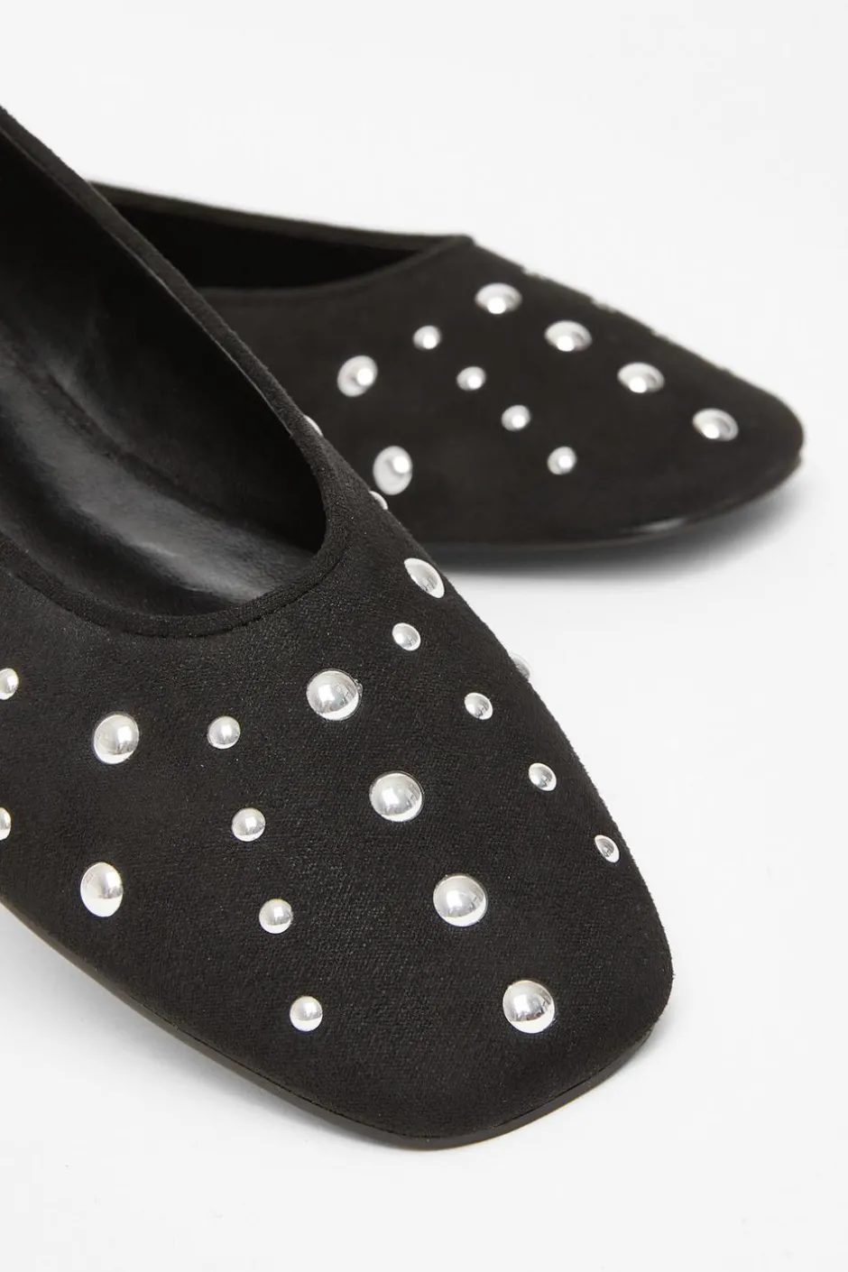Quiz Faux Suede Diamante Pumps Black Clearance