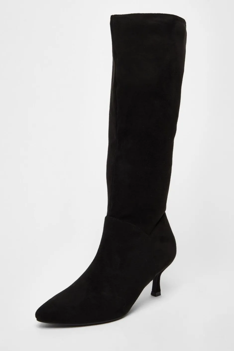 Quiz Black Faux Suede Low Heeled Boots Outlet