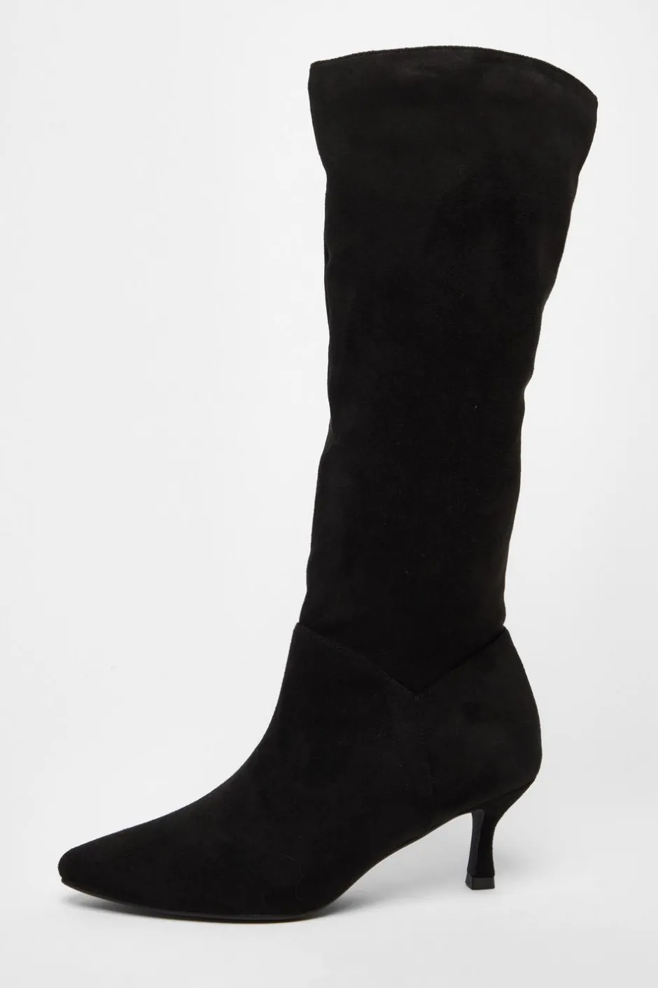 Quiz Black Faux Suede Low Heeled Boots Outlet