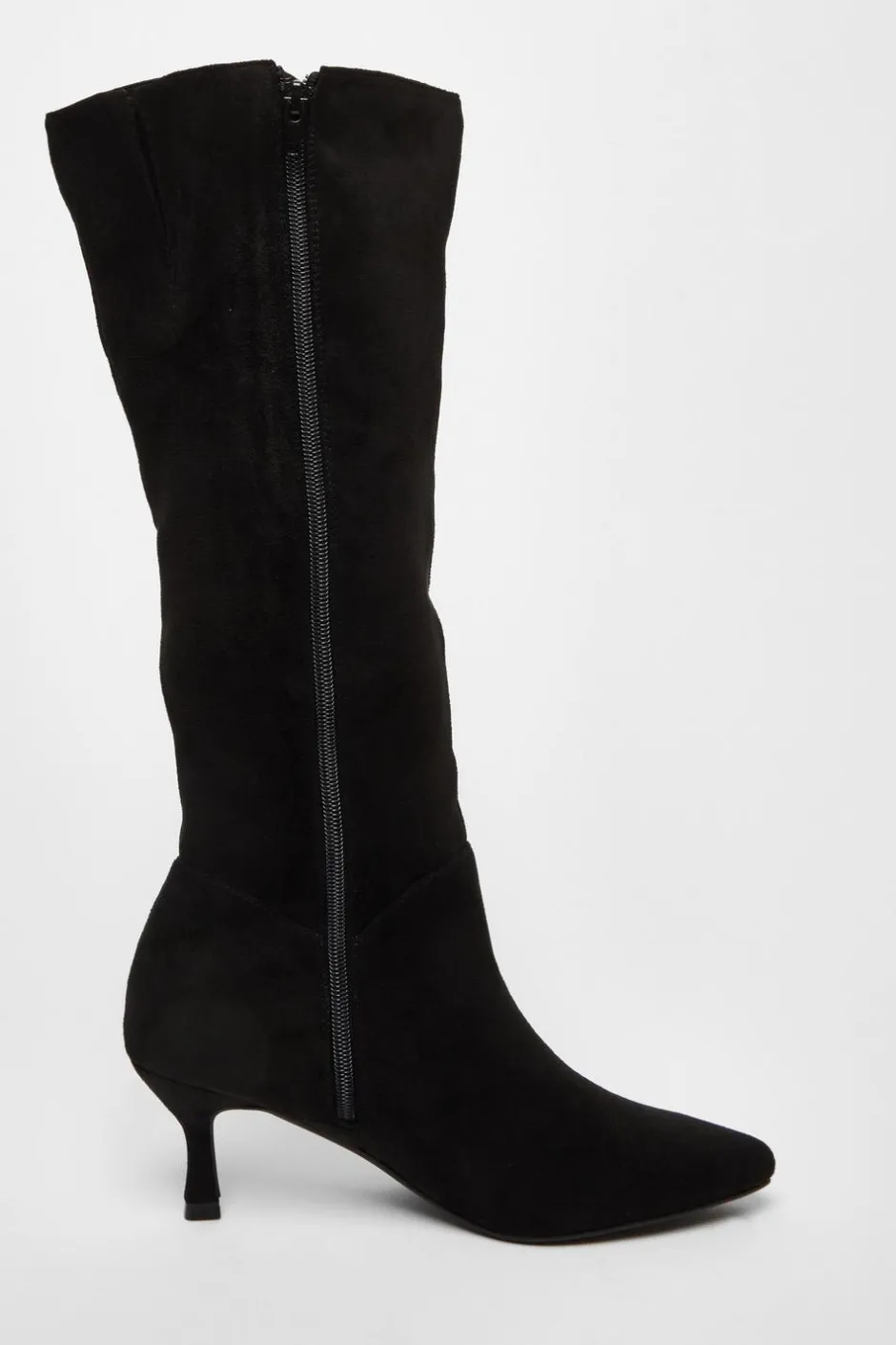 Quiz Black Faux Suede Low Heeled Boots Outlet