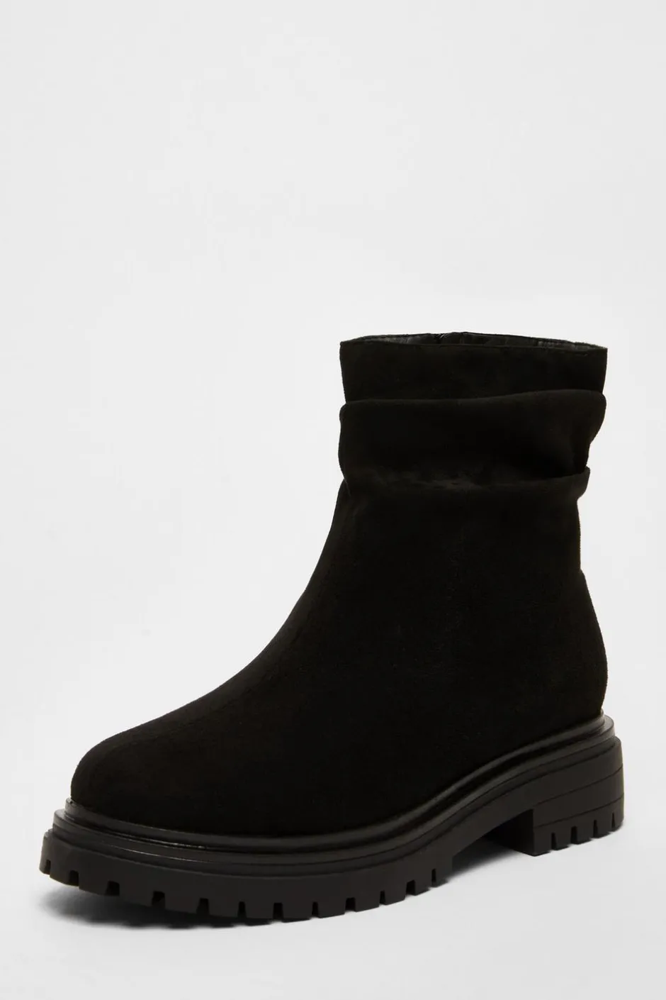 Quiz Black Faux Suede Ruched Ankle Boots Hot