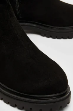 Quiz Black Faux Suede Ruched Ankle Boots Hot