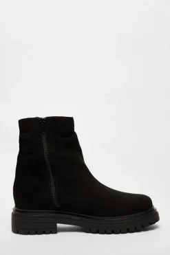 Quiz Black Faux Suede Ruched Ankle Boots Hot