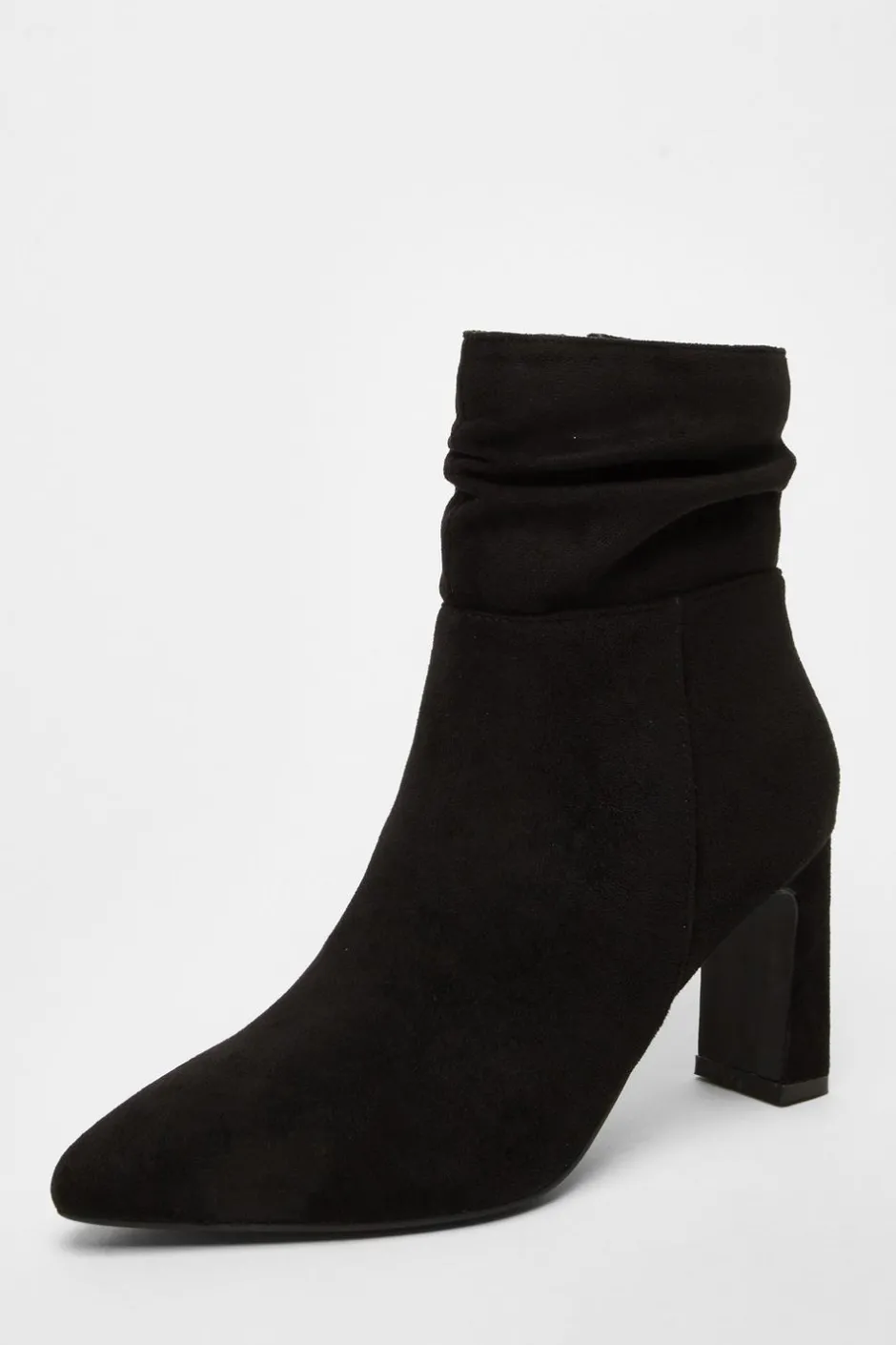 Quiz Black Faux Suede Ruched Ankle Boots Discount