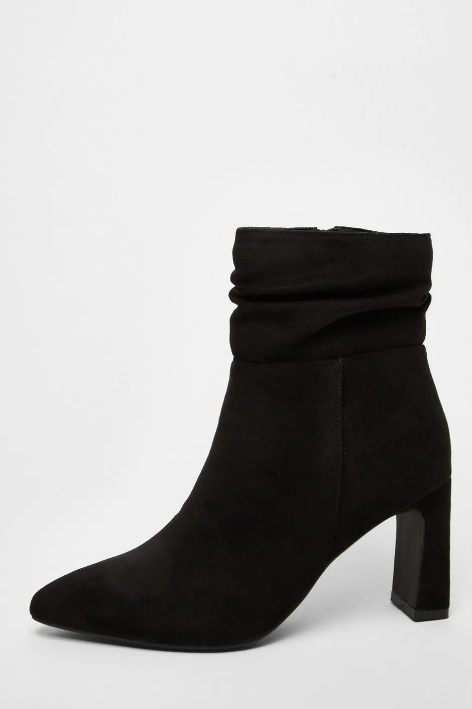 Quiz Black Faux Suede Ruched Ankle Boots Discount