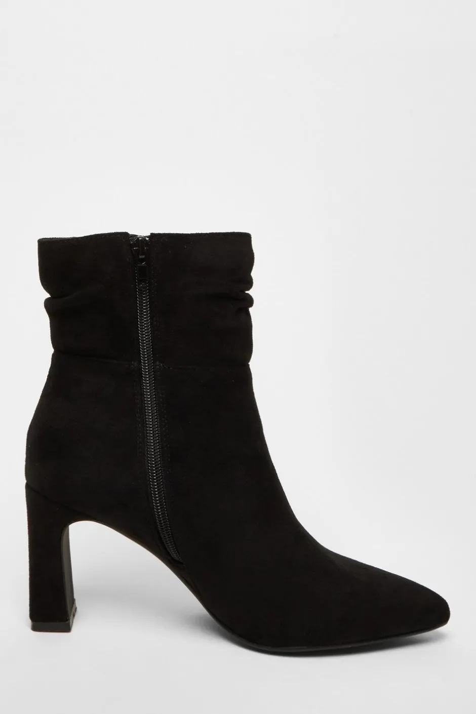 Quiz Black Faux Suede Ruched Ankle Boots Discount