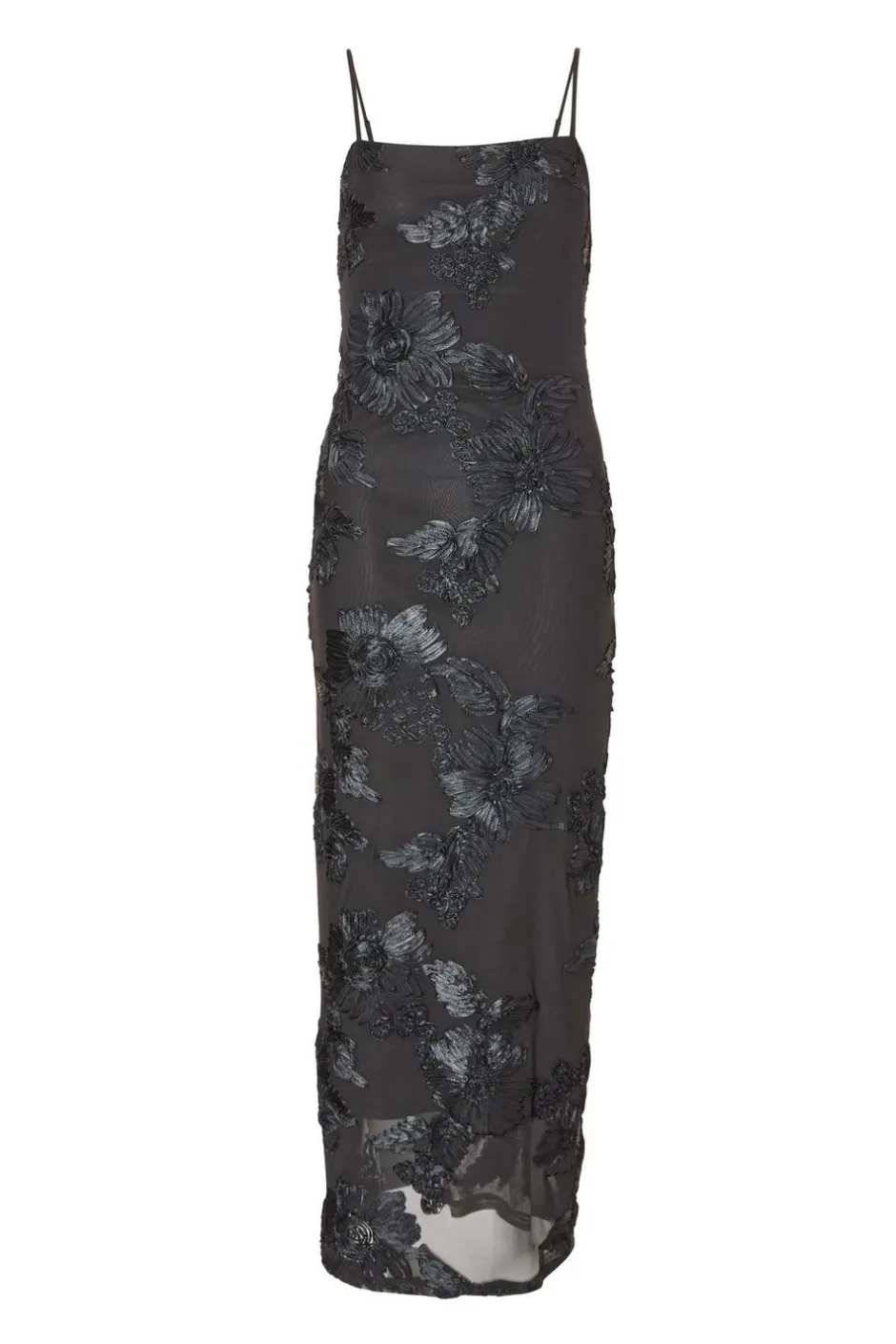 Quiz Floral Applique Midaxi Dress Black Hot