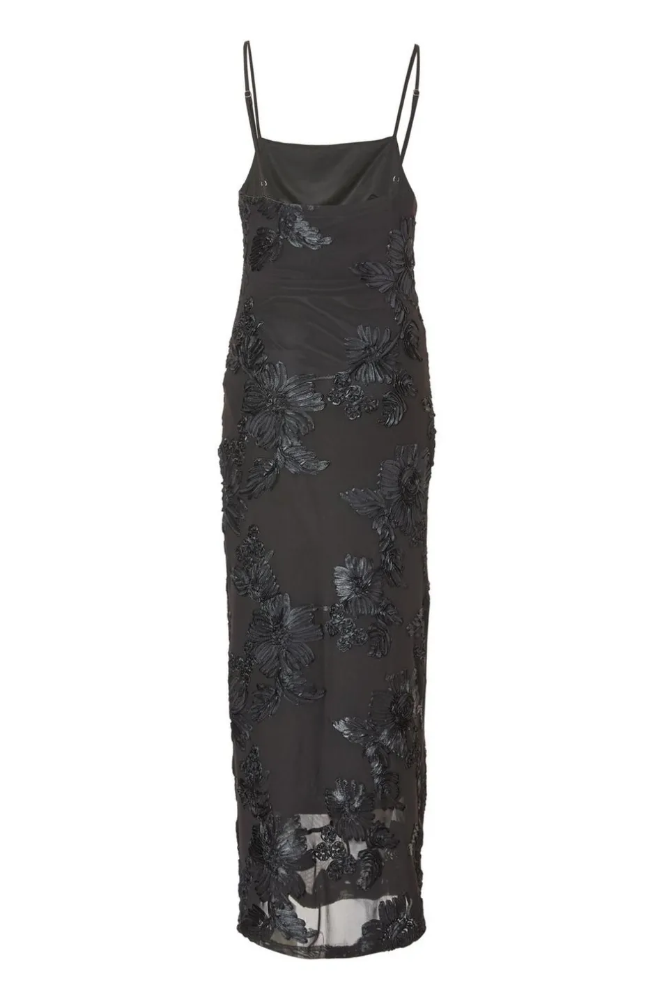 Quiz Floral Applique Midaxi Dress Black Hot