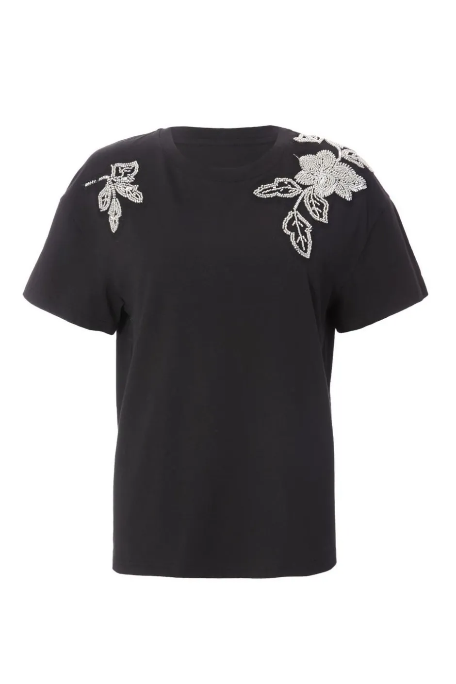 Quiz Black Floral Applique T-Shirt Sale