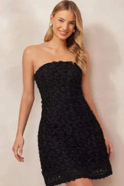 Quiz Floral Bandeau Mini Dress Black