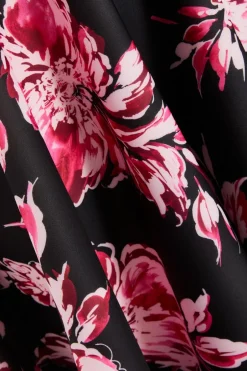 Quiz Black Floral Bardot Skater Midi Dress Hot