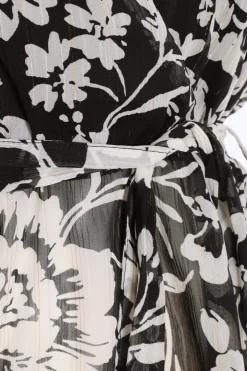 Quiz Black Floral Chiffon Wrap Top Outlet