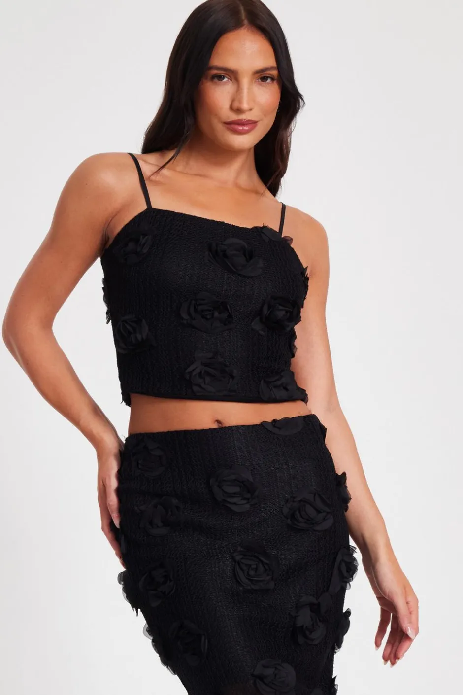 Quiz Black Floral Crop Top Sale