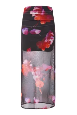 Quiz Black Floral Mesh Maxi Skirt Best