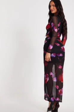 Quiz Black Floral Mesh Maxi Skirt Best
