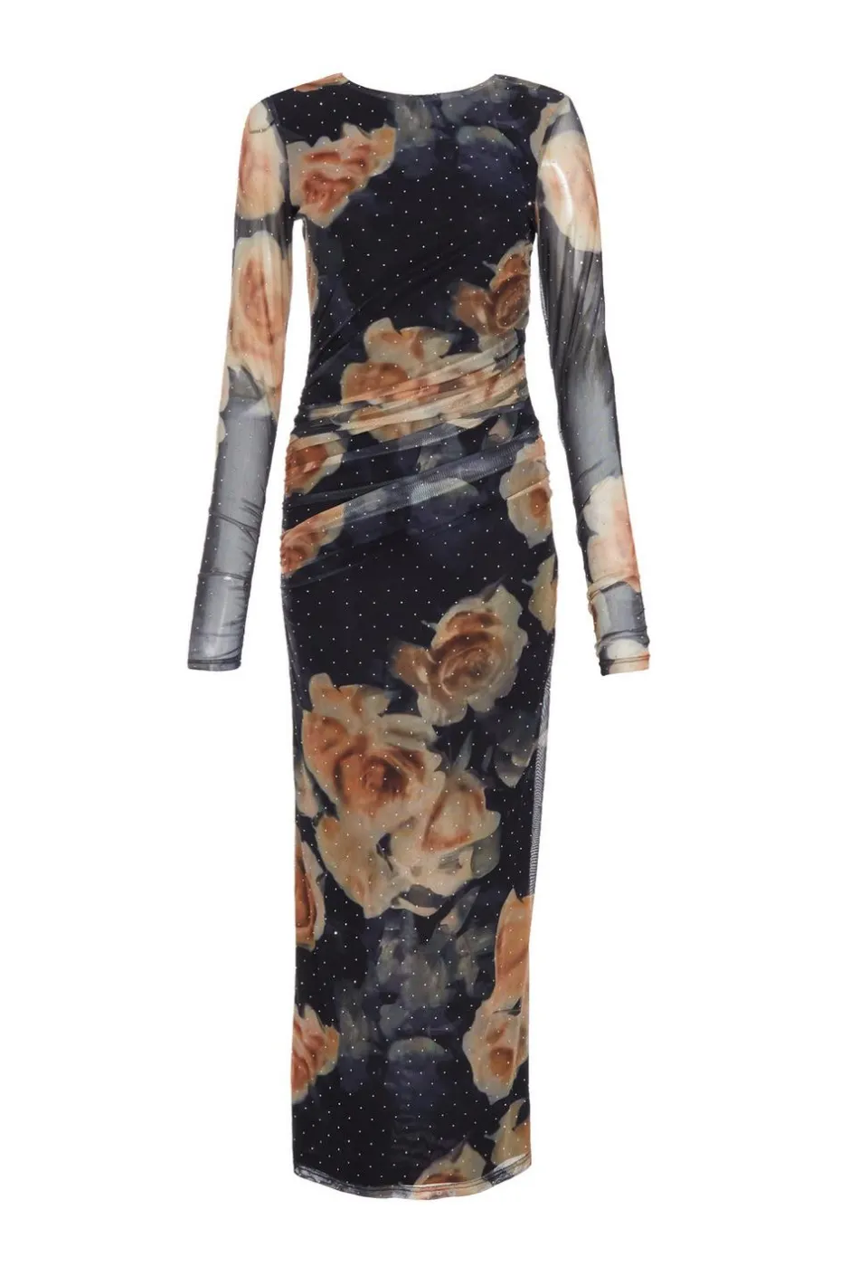 Quiz Black Floral Mesh Midaxi Dress Discount