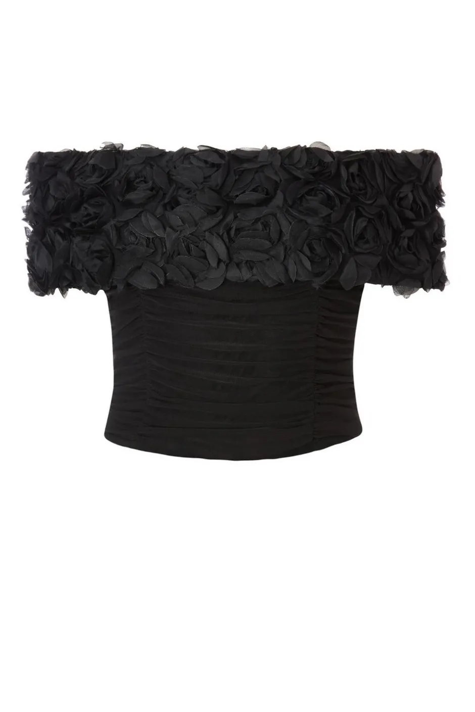 Quiz Floral Mesh Top Black Clearance