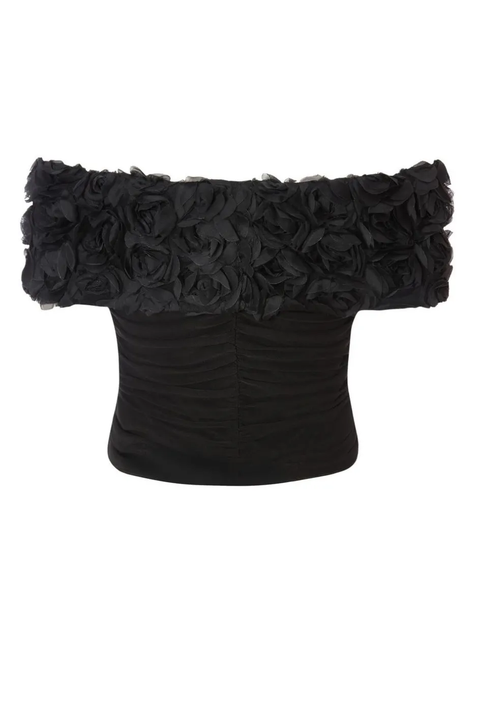 Quiz Floral Mesh Top Black Clearance