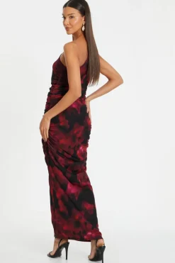 Quiz Black Floral One Shoulder Midaxi Dress Discount