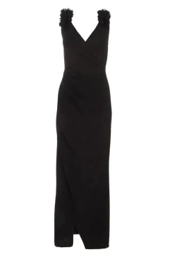 Quiz Black Floral Strap Maxi Wrap Dress Outlet