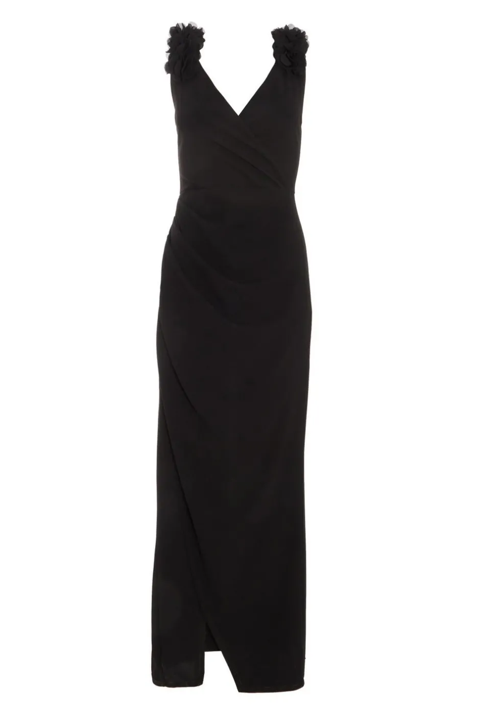 Quiz Black Floral Strap Maxi Wrap Dress Outlet