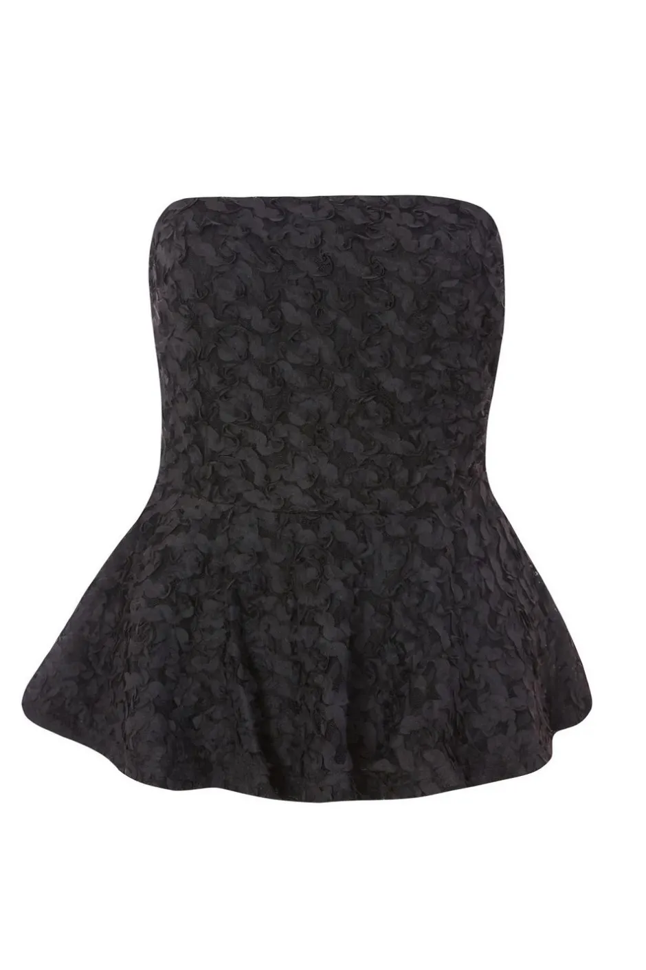 Quiz Black Floral Textured Peplum Top Online