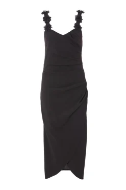 Quiz Floral Trim Midaxi Dress Black Sale