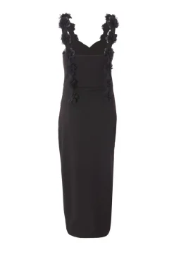 Quiz Floral Trim Midaxi Dress Black Sale