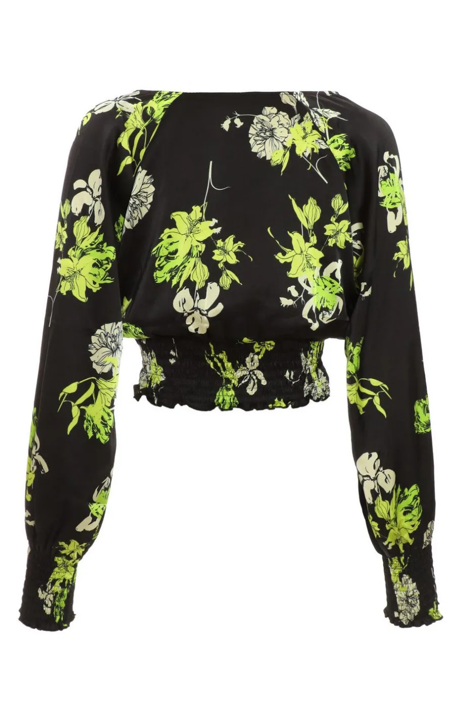 Quiz Black Floral Wrap Crop Top Hot